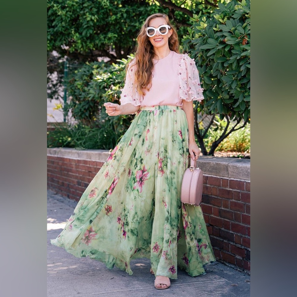 New FLORAL AND FRILL MAXI SKIRT - Picture 4 of 16